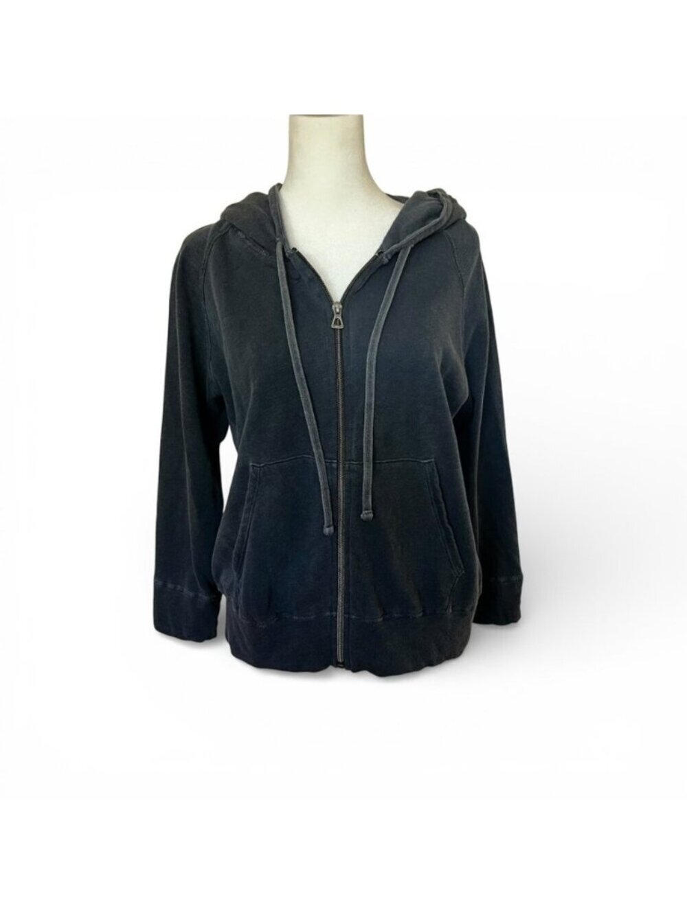 James Perse Woman's 4 XL Navy Vintage French Terry Zip Hoodie Quiet Luxury Soft - Picture 2 of 6